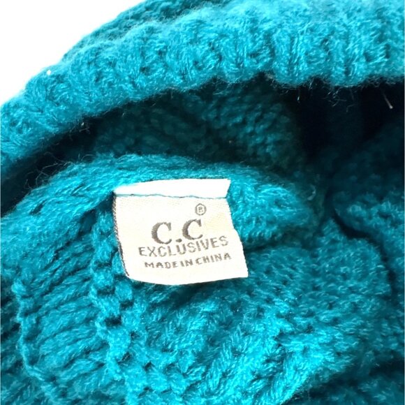 C.C Exclusives Ribbed Knit Beanie Hat Acrylic Warm Winter Cap Teal - Picture 3 of 3